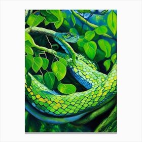 Green Tree Python Snake Painting Canvas Print