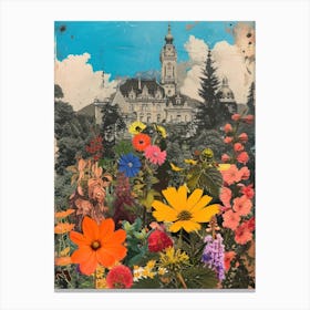 Vienna   Floral Retro Collage Style 1 Canvas Print