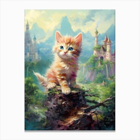 Cute Fantasy Vintage Kitten Kitsch 3 Canvas Print