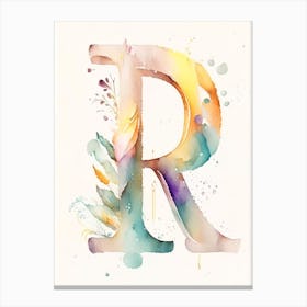 R, Letter, Alphabet Storybook Watercolour 2 III Canvas Print