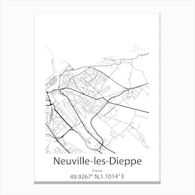 Neuville Les Dieppe,France Minimalist Map Canvas Print