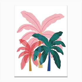 Trio Of Palms Pink Canvas Print