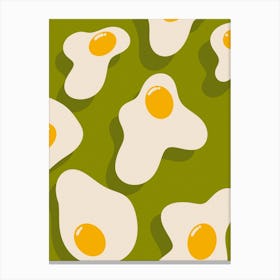 Fried Eggs Kitchen/Dining Room Green Canvas Print