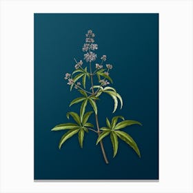 Vintage Chaste Tree Botanical Art on Teal Blue n.0274 Canvas Print