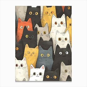 Perfectly Repeatable Artwork With Cute Cat Faces 21 Canvas Print