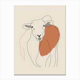 Sheep - Boho, Line Art 2 Canvas Print