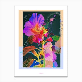 Petunia 2 Neon Flower Collage Poster Canvas Print