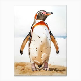 Humboldt Penguin Laurie Island Watercolour Painting 1 Canvas Print