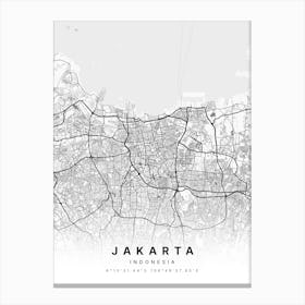 Jakarta Indonesia White Map Canvas Print