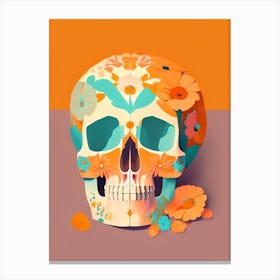 Skull With Floral Patterns Orange 2 Paul Klee Canvas Print