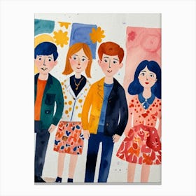 Watercolor Of A Group Of Friends Canvas Print