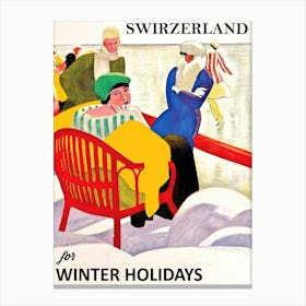 Switzerland For Winter Holidays, Travel Poster Canvas Print