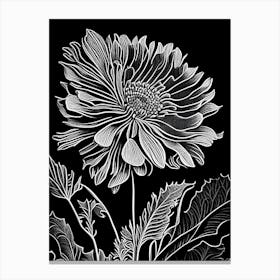 Calendula Leaf Linocut 2 Canvas Print