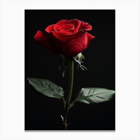 Red Rose On Black Background 69 Canvas Print