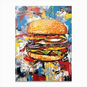 Burger 68 Basquiat style tasty food Canvas Print