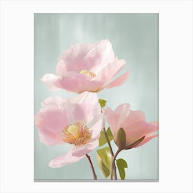 Magnolia Flowers Acrylic Painting In Pastel Colours 3 Canvas Print