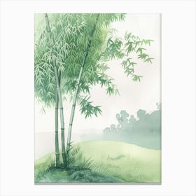 Bamboo Tree Atmospheric Watercolour Painting 7 Canvas Print