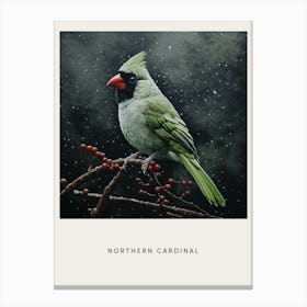 Ohara Koson Inspired Bird Painting Northern Cardinal 4 Poster Canvas Print