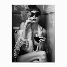 Glamorous Party Girl in Bathroom Canvas Print