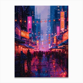 City At Night, Vibrant, Pop Art Canvas Print