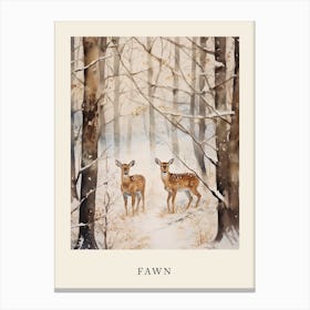 Winter Watercolour Fawn 1 Poster Canvas Print
