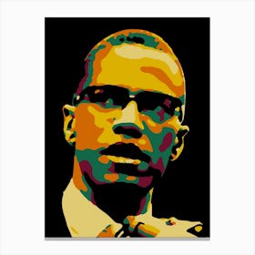 Malcolm X in Colorful Abstract Pop Art Illustration 1 Canvas Print