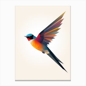 Colourful Geometric Bird Barn Swallow Canvas Print