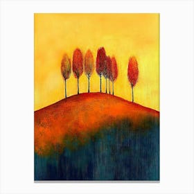 This Is An Abstract Painting Of Trees On A Hill Lienzos