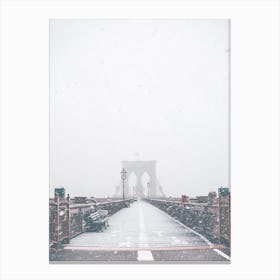 Snow Covered Brooklyn Bridge Canvas Print