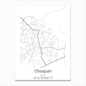 Oteapan,Mexico Minimalist Map Stampe su tela