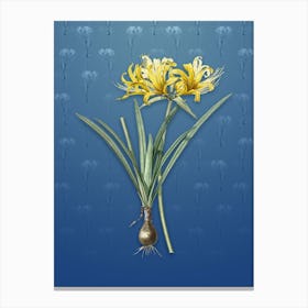 Vintage Golden Hurricane Lily Botanical on Bahama Blue Pattern n.1259 Canvas Print