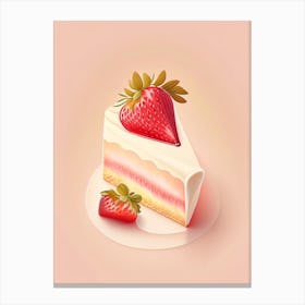 Strawberry Cheesecake, Dessert, Food Marker Art Illustration Canvas Print