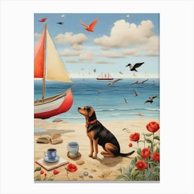 Dog On The Beach 6 Canvas Print