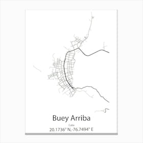 Buey Arriba,Cuba Minimalist Map Canvas Print