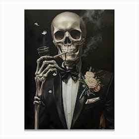 Skeleton Smoking Canvas Print