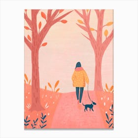 Walk In The Park With A Dog Canvas Print