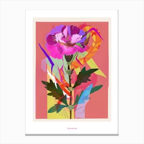 Carnation (Dianthus) 1 Neon Flower Collage Poster Canvas Print