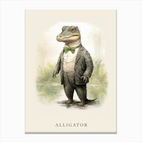Beatrix Potter Inspired  Animal Watercolour Alligator 1 Canvas Print