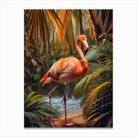 Greater Flamingo Southern Europe Spain Tropical Illustration 3 Canvas Print