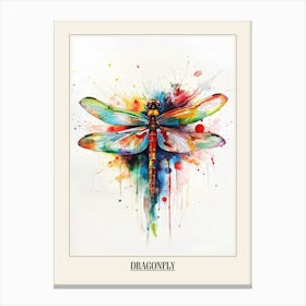 Dragonfly Colourful Watercolour 1 Poster Canvas Print