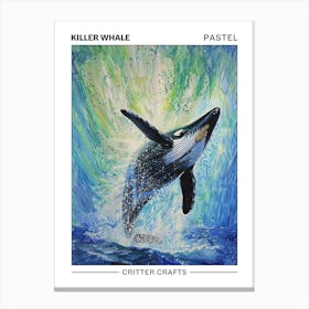 Killer Whale Pastel Watercolour 3 Poster Toile