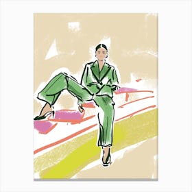 Woman In Green Suit Canvas Print