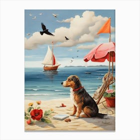 Dog On The Beach 2 Canvas Print