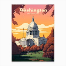 Washington USA Capitol Modern Travel Illustration Canvas Print