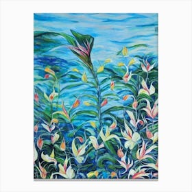 Heliconia Floral Print Bright Painting Flower Canvas Print