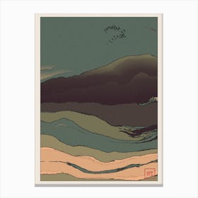 Abstract Mountain Landscape Inspired By Minimalist Japanese Ukiyo E Painting Style 9 Canvas Print