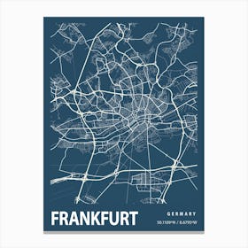 Frankfurt Blueprint City Map 1 Canvas Print
