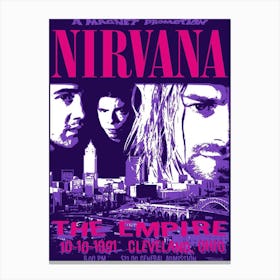 Nirvana Framed Poster October 10 1991 Cleveland Oh Canvas Print