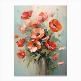 Red Poppy Flowers In A Vase Oil Painting Wall Art Canvas Print