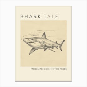 Smallscale Cookiecutter Shark Vintage Illustration 3 Poster Canvas Print